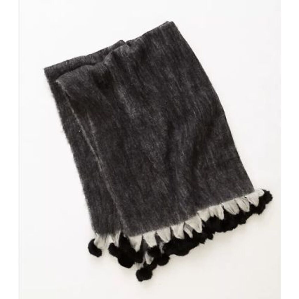 Shiraleah Plush Poms Throw Blanket Wool Blend